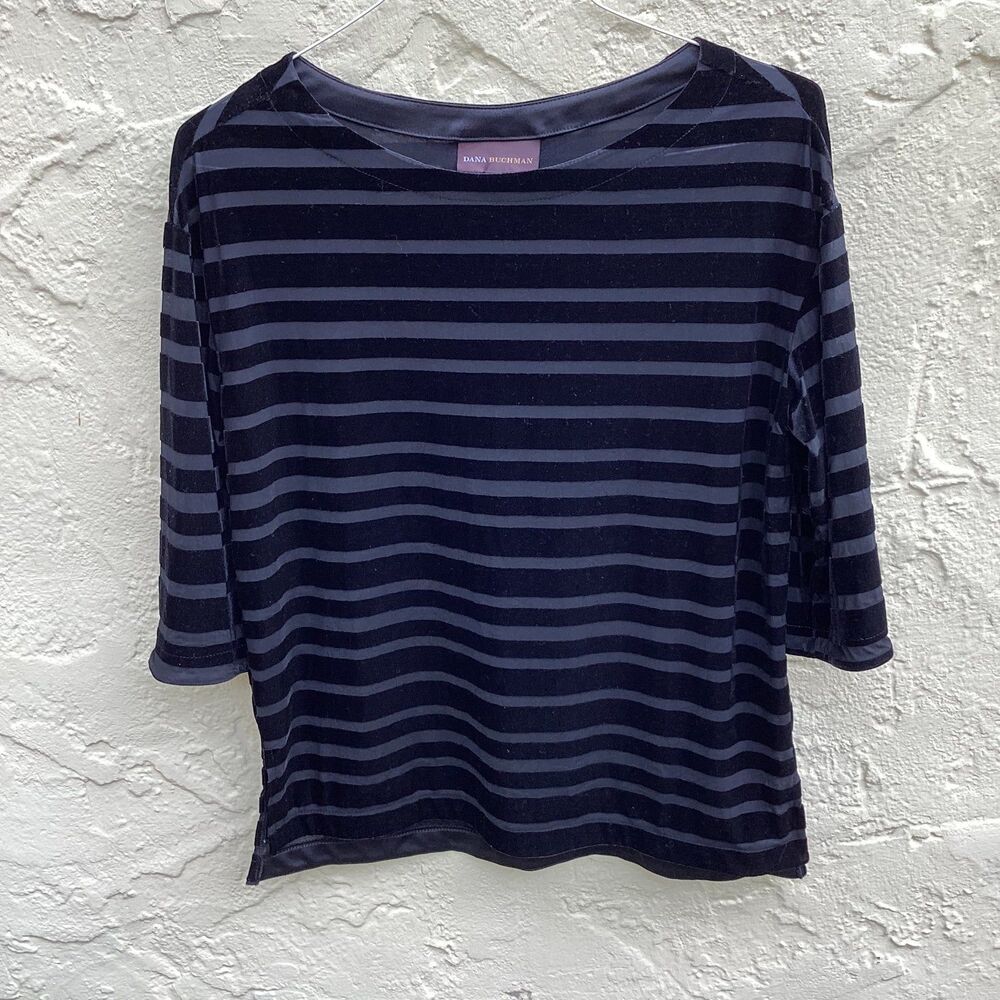 Dana Bachman sheer and velvet stripped top sz M
